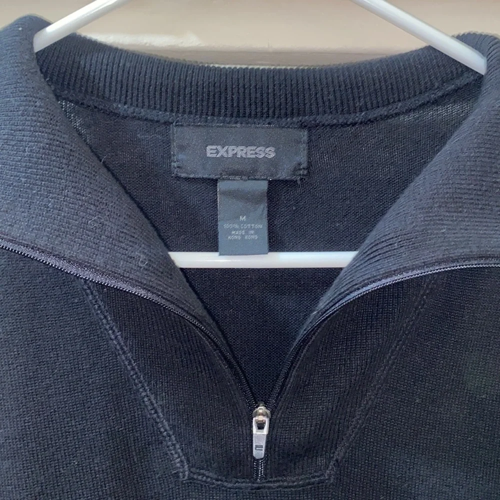 Black Express Long Sleeve Quarter Zip Sweatshirt, Mens Medium, 100% Cotton - Picture 3 of 4